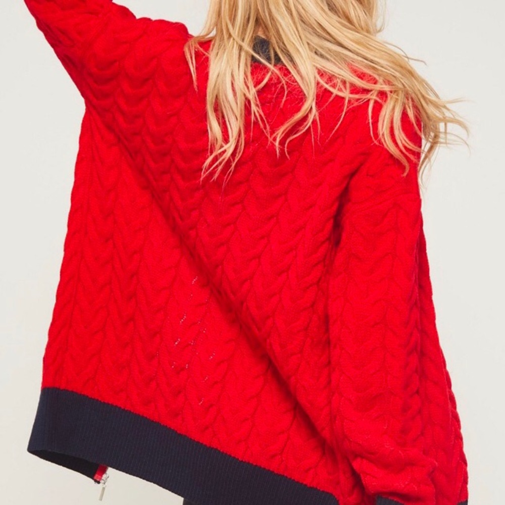 Promesa Red Cable Knit Cardigan